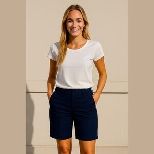 NWT Reitman’s 16P Navy Iconic Bermuda Pull-On Shorts